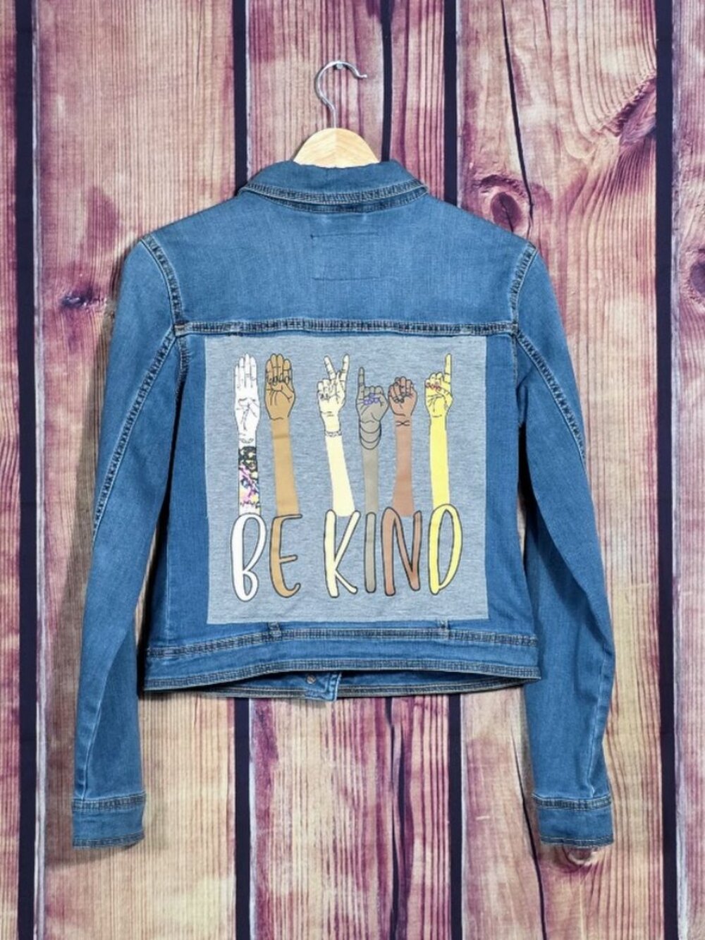 Upcycled Be Kind Denim Jean Jacket S M